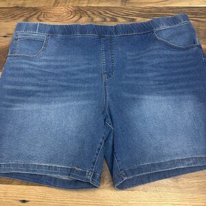 Terra & Sky Womens Pull On Bermuda Shorts NWT 4X 28W-30W Medium Wash Stretch